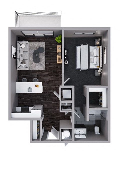 A24  - 1 Bedroom 1 Bathroom Floor Plan at Stadium Lofts, North Carolina, 28081